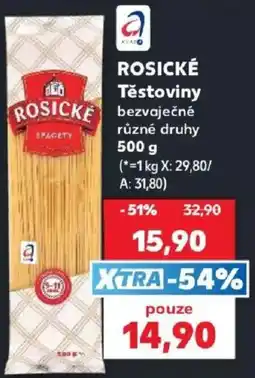 Kaufland Rosické těstoviny bezvaječné různé druhy nabídka