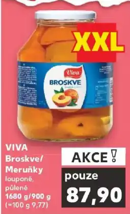 Kaufland Viva broskve/meruňky loupané, půlené nabídka