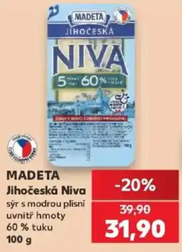 Kaufland Madeta jihočeská niva sýr s modrou plisní uvnitř hmoty 60 % tuku nabídka
