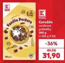 Kaufland K Classic cereálie vanilkové polštářky nabídka