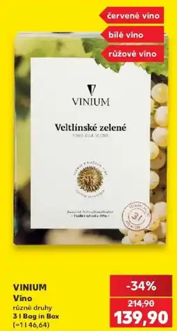 Kaufland Vinium Veltlínské zelené nabídka