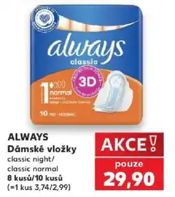 Kaufland Always dámské vložky classic night/ classic normal nabídka