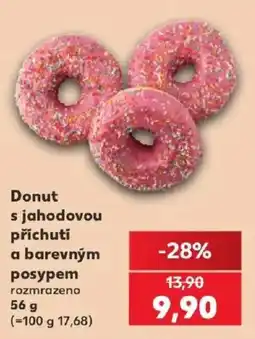 Kaufland Donut s jahodovou příchutí a barevným posypem nabídka