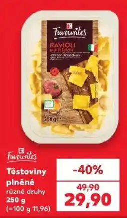Kaufland Favourites těstoviny plněné různé druhy nabídka