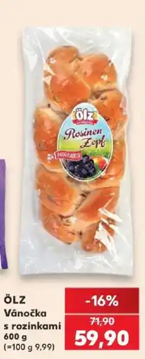 Kaufland Olz vánočka s rozinkami nabídka