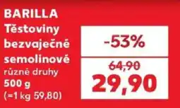 Kaufland Barilla těstoviny bezvaječné semolinové nabídka