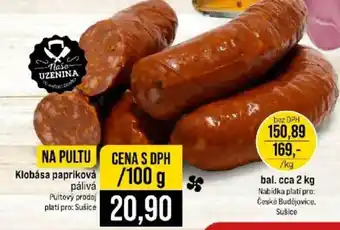 Jip Klobása papriková pálivá nabídka