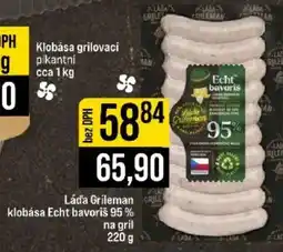 Jip Láďa Grileman klobása Echt bavoriš 95 % na gril nabídka
