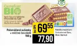 Jip Carrefour Bio Polomáčené sušenky v mléčné čokoládě nabídka