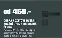 OBI Cobra rozetové dveřní kování gyes-s bb matná černá nabídka