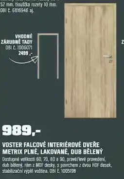 OBI Voster falcové interiérové dveře metrix plné lakované dub bělený nabídka