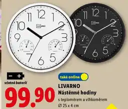 Lidl LIVARNO Nástěnné hodiny, s teploměrem a vlhkoměrem nabídka