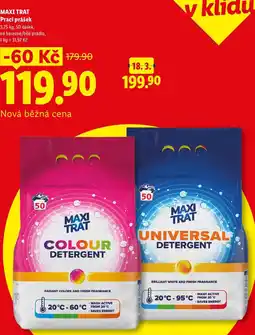Lidl MAXI TRAT Prací prášek, 3,75 kg, 50 dávek, na barevné/bílé prádlo nabídka