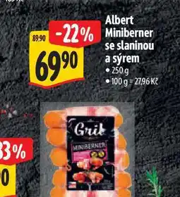 Albert Albert Miniberner se slaninou a sýrem nabídka