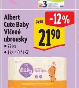 Albert Albert Cute Baby Vlčené ubrousky 72 ks nabídka