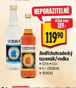Albert Jindřichohradecký tuzemák/vodka nabídka