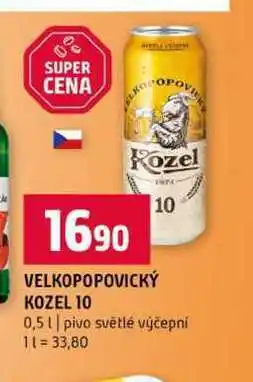 Terno VELKOPOPOVICKÝ KOZEL 10 0,5l pivo světlé výčepní nabídka
