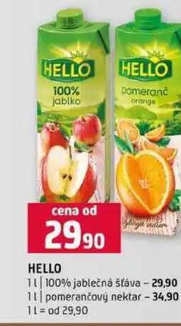 Terno HELLO 1l 100% jablečná šťáva 1l pomerančový nektar nabídka