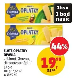 Penny Market Opavia zlaté oplatky s liskovíškovou, citronovou náplní nabídka