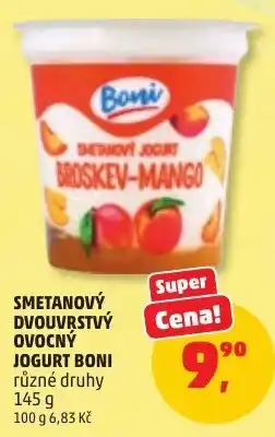 Penny Market Boni smetanový dvouvrstvý ovočný jogurt nabídka
