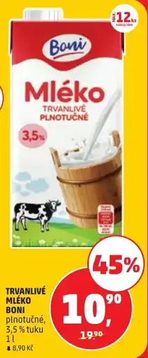 Penny Market Boni mléko trvanlivé plnotučné nabídka