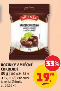 Penny Market Dr. Ensa hrozninka/rozinky v mléčné čokoládě nabídka