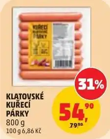 Penny Market Klatovské kuřecí párky nabídka