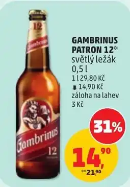 Penny Market Gambrinus patron 12° světlý ležák nabídka
