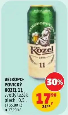 Penny Market Velkopopovický kozel 11 světlý ležák nabídka