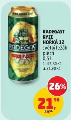 Penny Market Radegast ryze horká 12 světlý ležák nabídka