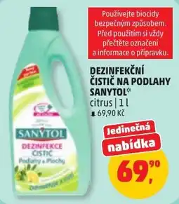 Penny Market Sanytol dezinfekce cistic podlahy a plochy citrus nabídka