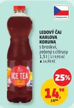 Penny Market Karlová Koruna ledový čaj s broskví, zelený s citrusy nabídka