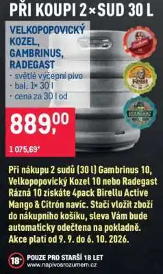 Makro VELKOPOPOVICKÝ KOZEL, GAMBRINUS, RADEGAST nabídka