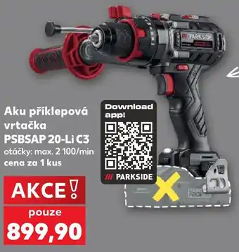 Parkside aku přiklepová vrtačka PSBSAP 20-Li C3