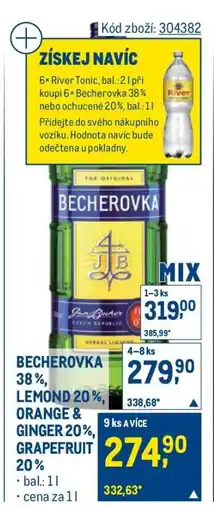 Makro BECHEROVKA 38 %, LEMOND 20 %, ORANGE & GINGER 20 %, GRAPEFRUIT 20 % nabídka
