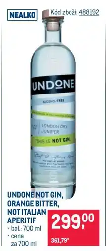 Makro UNDONE NOT GIN, ORANGE BITTER, NOT ITALIAN APERITIF nabídka