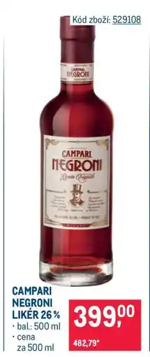 Makro CAMPARI NEGRONI LIKÉR 26 % nabídka