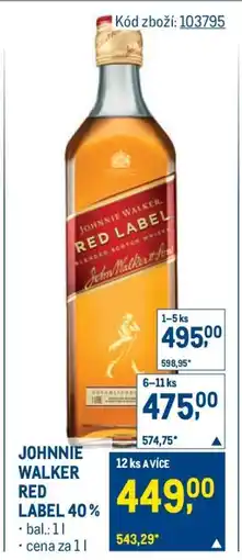 Makro Johnnie Walker Red Label 40 % nabídka
