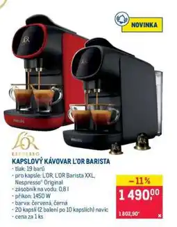 Makro KAPSLOVÝ KÁVOVAR L'OR BARISTA nabídka