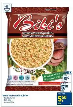 Makro Bibi's instantní polévka nabídka