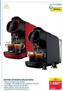 Makro KÁVOVAR L'OR BARISTA SUBLIME ROSSA nabídka
