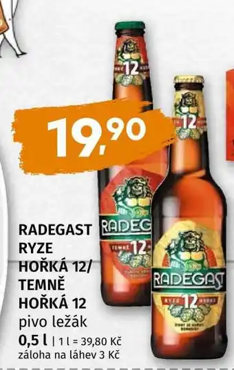 RADEGAST RYZE HOŘKÁ 12, TEMNĚ HOŘKÁ 12 pivo ležák