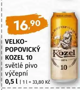 Terno VELKOPOPOVICKÝ KOZEL 10 světlé pivo výčepní nabídka