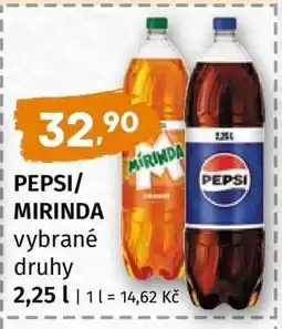 Terno PEPSI, MIRINDA vybrané druhy nabídka