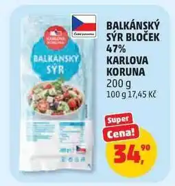 Penny Market Balkánský sýr bloček 47% Karlova Koruna nabídka
