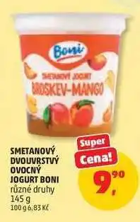 Penny Market SMETANOVÝ DVOUVRSTVÝ OVOCNÝ JOGURT BONI nabídka