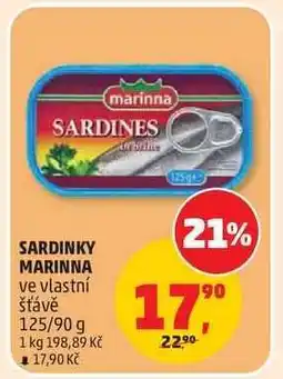 Penny Market Sardinky Marinna ve vlastní šťávě nabídka
