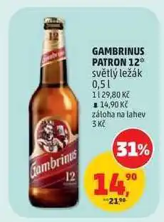 Penny Market Gambrinus Patron 12 světlý ležák 0,5 l nabídka
