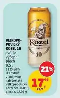 Penny Market Velkopopovický Kozel 10 světlé výčepní plech nabídka