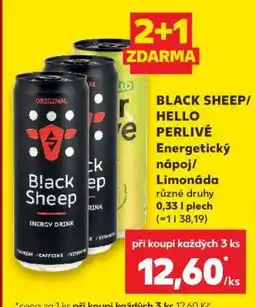 Kaufland BLACK SHEEP/HELLO PERLIVÉ Energetický nápoj/Limonáda nabídka